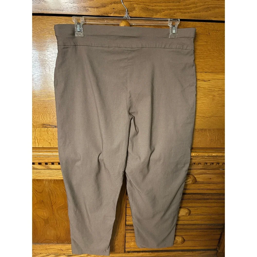 Alfred Dunner Quiet Luxury Elevated Taupe Pull On Stretch Straight Leg Pants